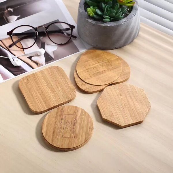 

5w bamboo qi wireless charger adapter charger pad for iphone 8 x xs xr galaxy s6 s7 edge s8 s9 s10 plus note 4 5 wireless charger receiver