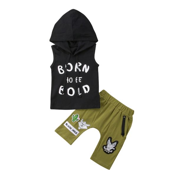 

toddler baby boy girl hooded t-shirt +cropped pants 2pcs set clothes 0-4t, White