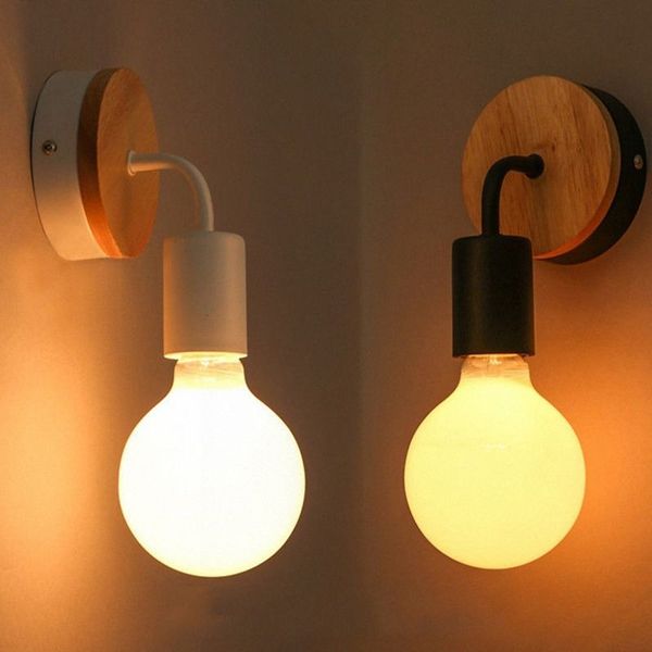

modern simple industrial wall lamp raw wood table cafe wall sconces home decor