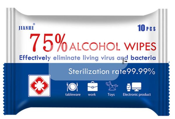 

portable 75% alcohol disinfectant wipes anti virus wet wipe disinfecting dipe antiseptic cleanser sterilization wieps 10pcs/pack 12*18cm