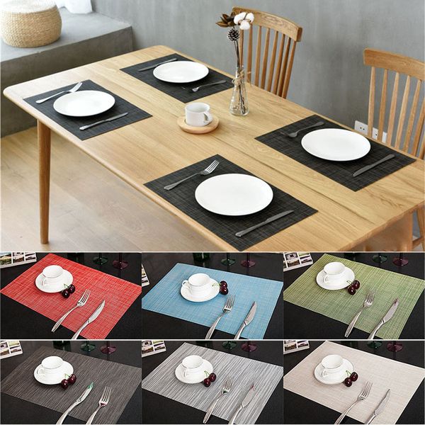 

table placemat kitchen bar mat pvc placemat square kitchen tool dining table mats bowl pad table decor home pads 16 color hh7-2046