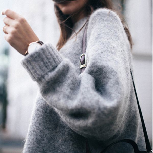 

women's sweaters zogaa fashion autumn winter women sweater o-neck pullover long sleeve casual loose knitted, White;black