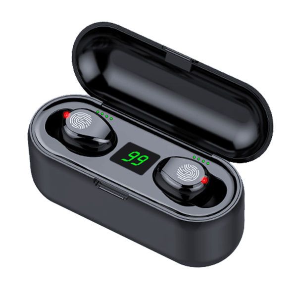 

led display with 2000mah power bank charging case headsets wireless earphones bluetooth v5.0 f9 tws headphones earbuds