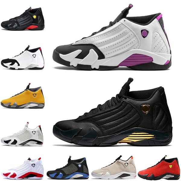 

Top Cheap Black Pink 14 14s DMP Black Yellow XIV Mens Basketball Shoes Black Toe Red Suede Last Shot Men Sports Designer Sneakers