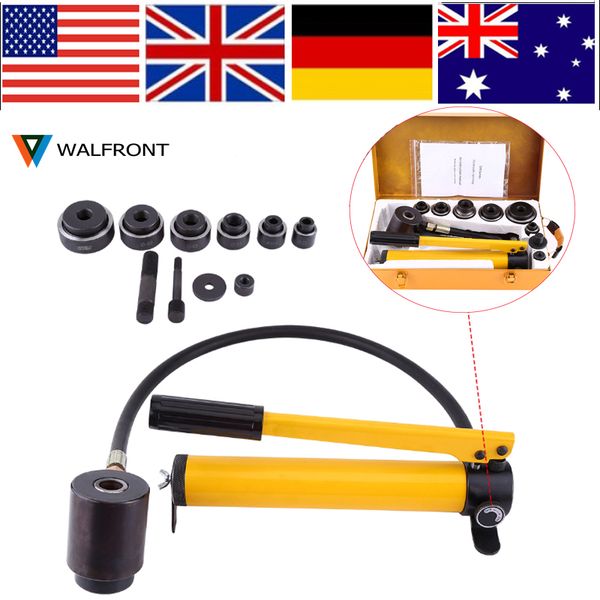 

manual hydraulic round hole punch puncher kit steel metalworking punch driver tool w/ 6 dies hydraulic driver 22-60mm hot