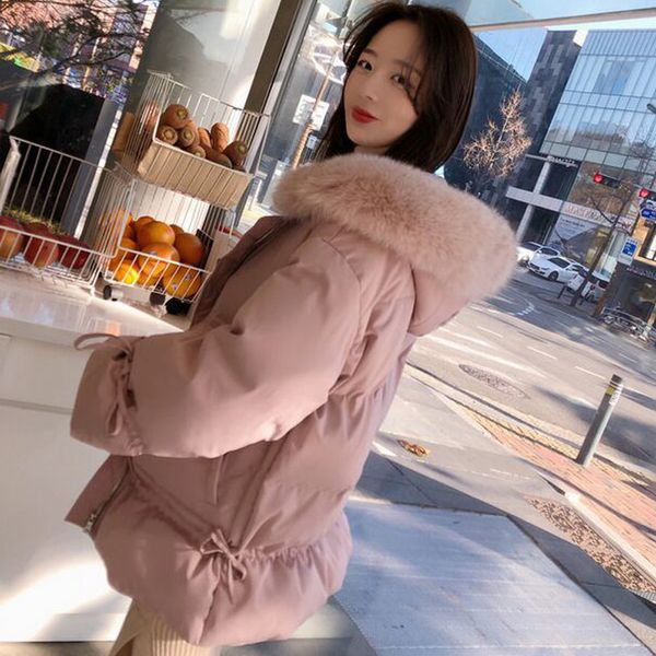 

real natural raccoon fur winter jacket coat women hooded white duck down jacket coat female coat warm loose plus size parka, Black