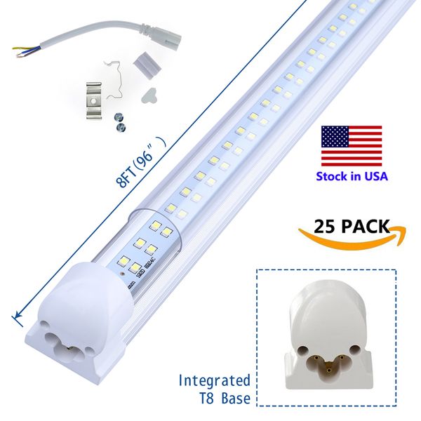 Tubi LED T8 FA8 da 8' Forma a V Luce LED integrata da 8 piedi Lampada da lavoro da 8 piedi 45W 72W 96'' Lampade fluorescenti a doppia fila