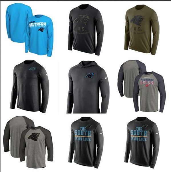 

2019 carolina style men panthers salute to service sideline legend performance long sleeve t-shirt - olive black bule gray, Blue;black