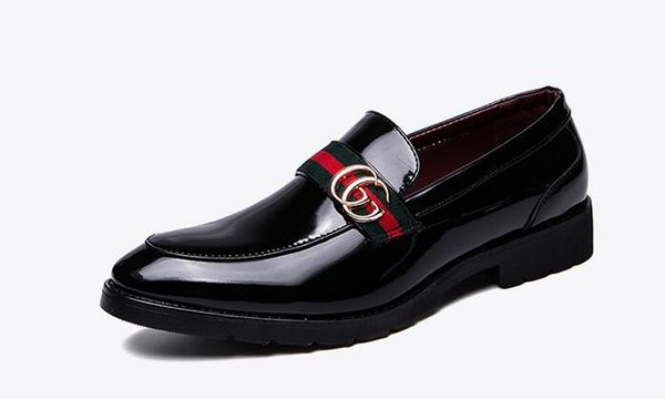 

Новая тенденция блестящие мужские туфли Свадебные туфли металлические кнопки вы
