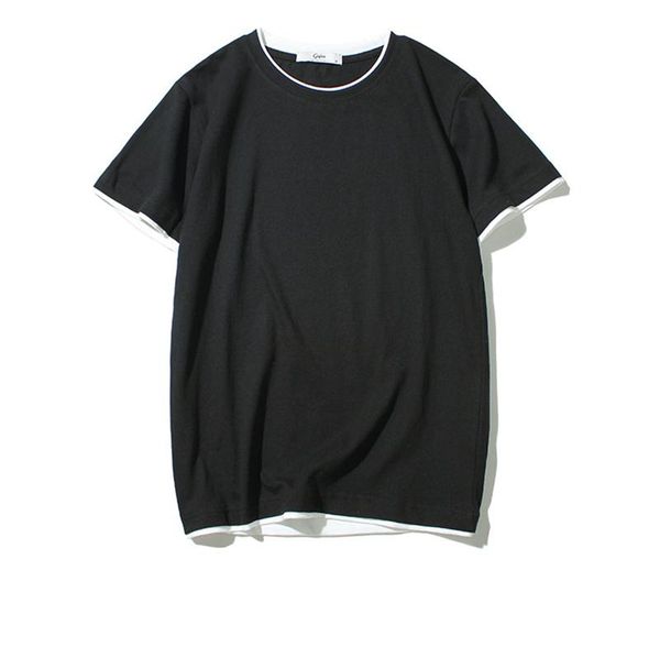 

панельные футболки с коротким рукавом простые свободные мальчики тройники круглый вырез пуловер мода мужские топы лето мужские твердые, White;black