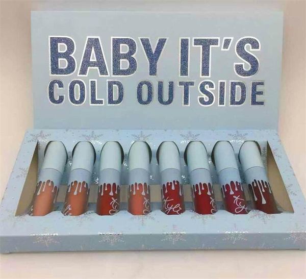 

Makeup 2018 chri tma edition 8pc et lip tick et 8color lip glo liquid lip tick baby it 039 cold out ide dhl hipping