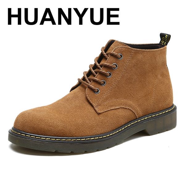

2019 autumn winter high-men shoes fashion lace-up suede men boots outdoor warm plush snow boots anti-skid army ankle, Black