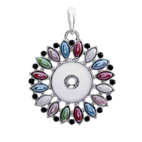 

fashion interchangeable metal flower ginger crystal necklace 045 fit 18mm snap button pendant necklace charm jewelry for women gift, Silver
