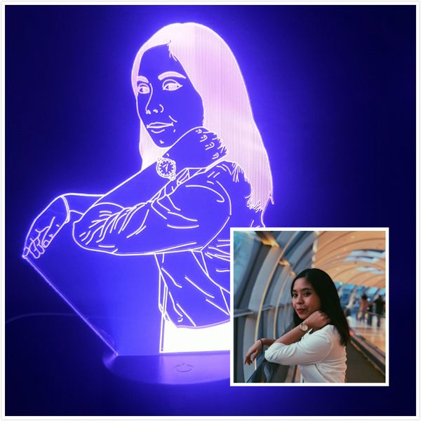 

custom portrait the beauty 3d lamp for chritsmas decorative hologram directly supply visual light effect led night light lamp