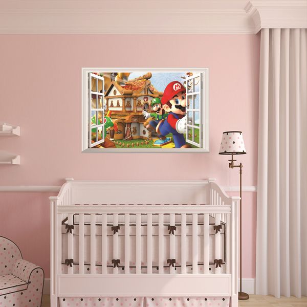 3d Window Wall Stricker Super Mario Wall Decal Home Decor For Kids Room And Nursery Mario Bros Mural Room Decor Stickers Room Decor Wall Stickers From