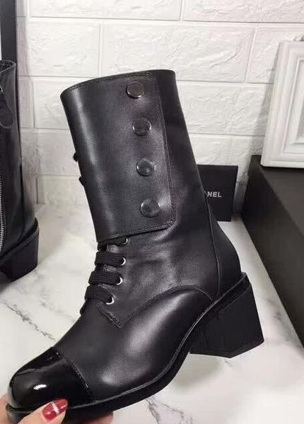

fashion ladies boots black/white women ankle boots high heels with side zipper round toes chunky heel short boots