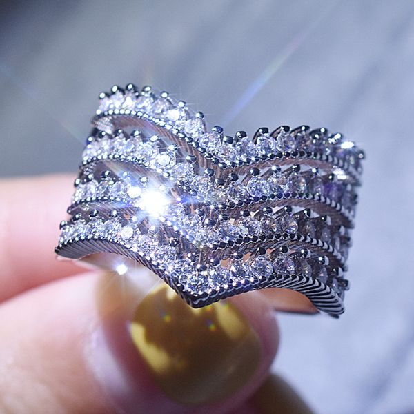 

arrow multi layered rings for women zircon diamonds white silver color wedding engagement band party bling feast jewelry monaco, Golden;silver
