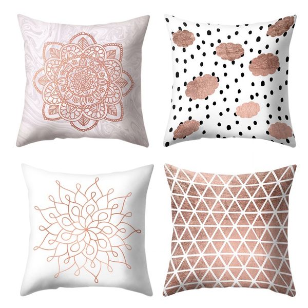 

square printed cotton cushion cover,throw pillow case, slipover pillowslip for home sofa couch chair back seat,4pc pack 18x18in