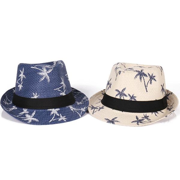 

2020 summer straw hat man trend leather buckle england wind sir formal hat sunshade straw volume cap woman beach cap 4 style, Blue;gray