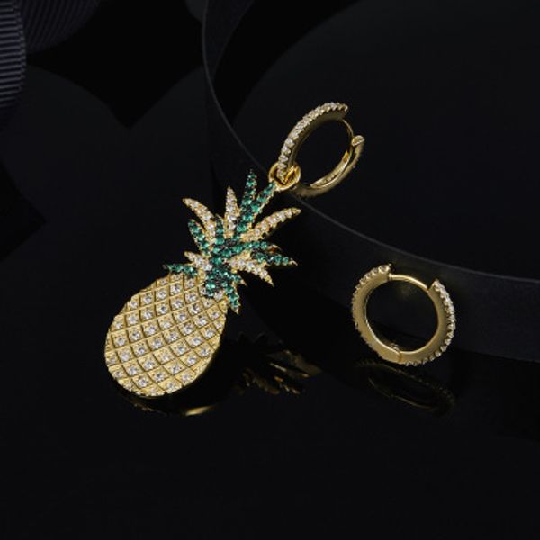 

wholesale- yellow silver arc-en-ciel pineapple earrings, Golden