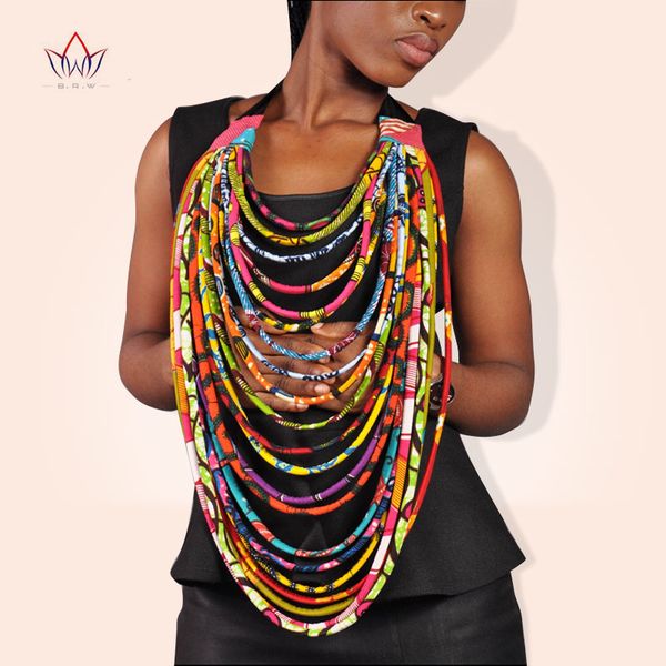 

2019 african ankara handmade multi-layered rope necklaces for women african style statement necklace for gift wya062, Silver