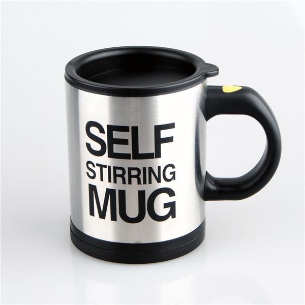 

creative coffee mug 400ml /13.5oz stainless steel surface cup with lid lazy automatic self stirring mug for travel office home