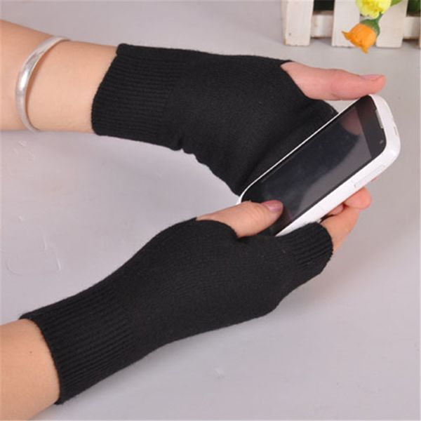 

women' bracelet gloves fingerless winter warm knitted cashmere half finger gloves female fashion woolen yarn, Blue;gray