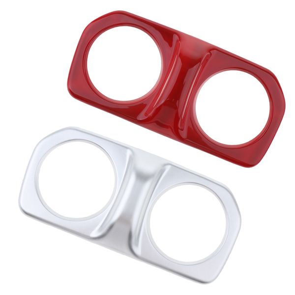 

2x car interior dashboad air conditioner vent cover silver+red