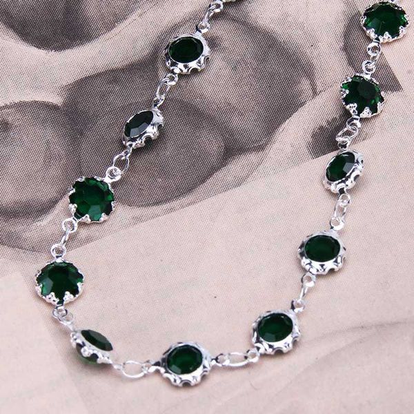 

fashion women necklace jewelry gold silver color green zircon choker necklace for women geometric choker