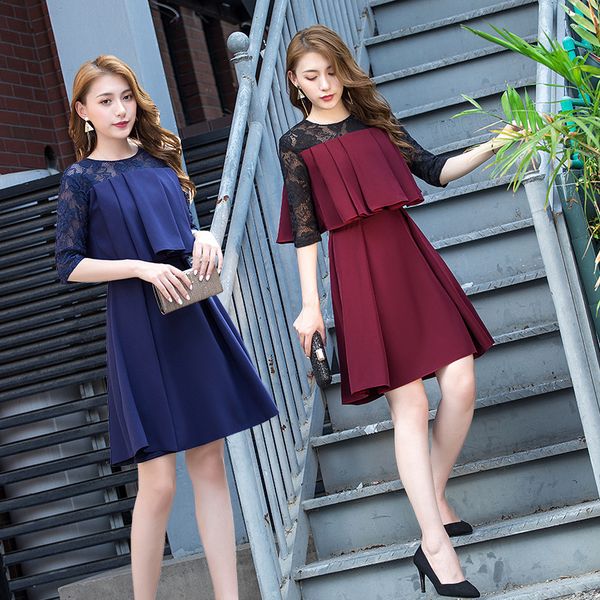 

spring/summer new simple generous elegant evening dress name short party evening dress, Black;red