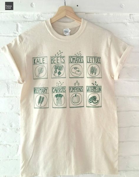 

унисекс тенниски симпатичные graphic tees овощи сад фрукты herb printed урожай эстетическая тенниска лето с коротким рукавом хлопок, White