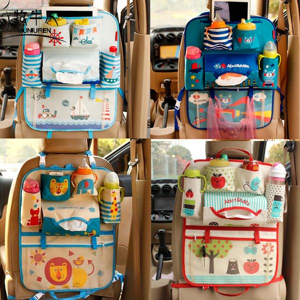 

cute cartoon bear kitty car seat back organizer storage bags hanging car organizador bags pocket styling for kids children