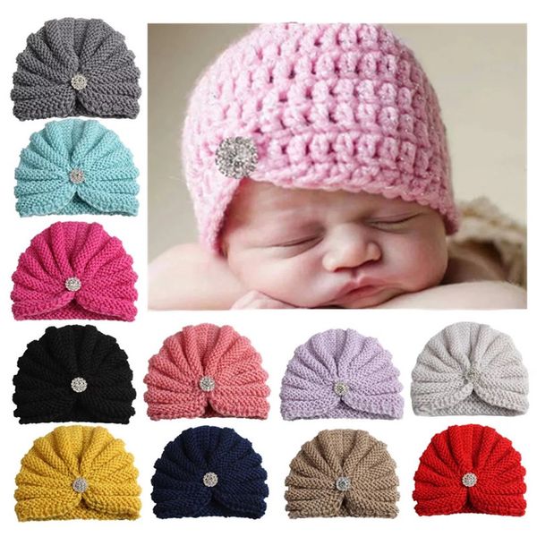 

baby hat with knot newborn beanie caps knitting warm infant toddler hats girl boy kids caps for baby accessories, Yellow