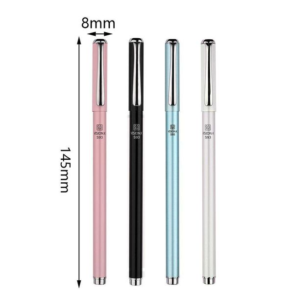 

deli cute 0.5mm metal ballpoint gel pen for school writing supply quality black blue red refill kawaii office business gift pens
