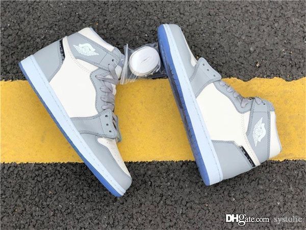 

2020 authentic air 1 hi og retro low wolf grey 1s sail pn dust white men basketball shoes sports sneakers with original box