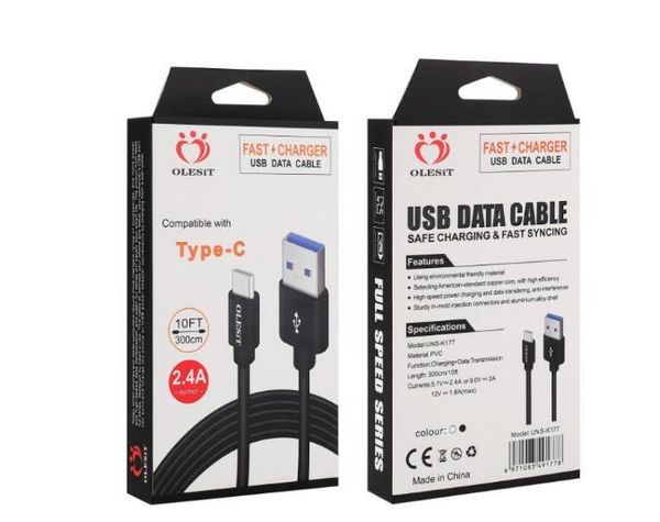 

olesit 2m 6.6ft 3m 10ft 3.1a fast charger micro usb cable data type-c cable for samsung huawei htc lg with package
