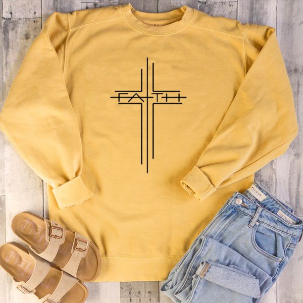 

faith cross graphic sweatshirt women causal christian o neck pullover hoodie spring autumn woman clothes jumper drop ship, Black