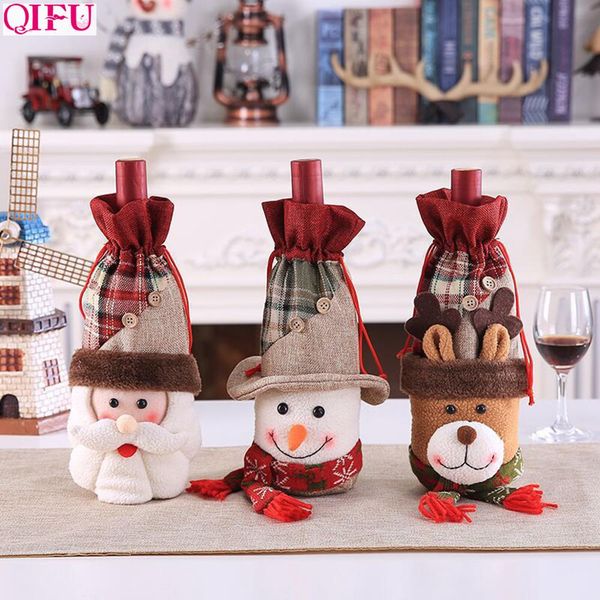 

qifu santa claus snowman wine bottle cover christmas decorations for home xmas gift holders navidad 2019 happy new year 2020