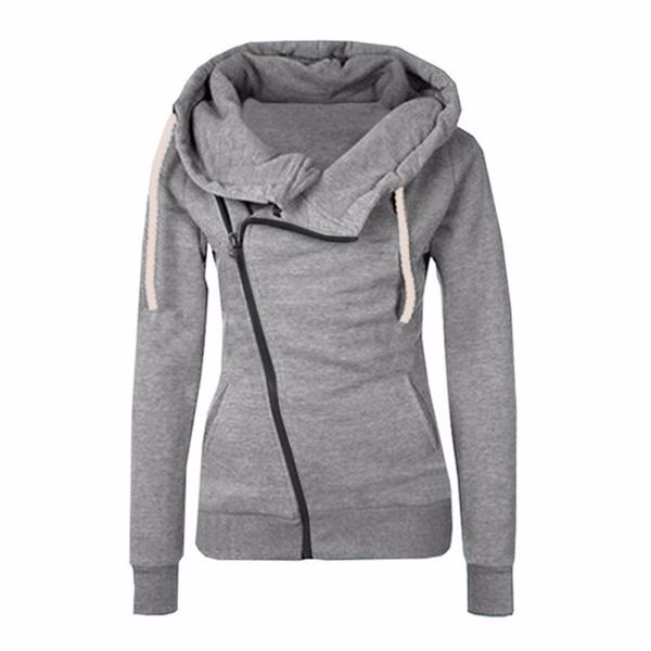 

2016 new women sweatshirts solid color hooded jacket long sleeve women's hoodie zipper fall winter women coat, Black