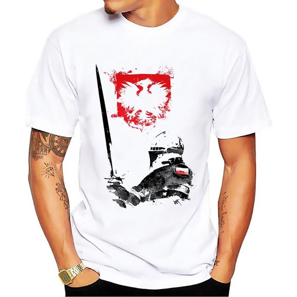 

jollypeach brand poland hussar artistic knight t shirt men summer new white short sleeve casual homme cool polish cavalry tshirt, White;black