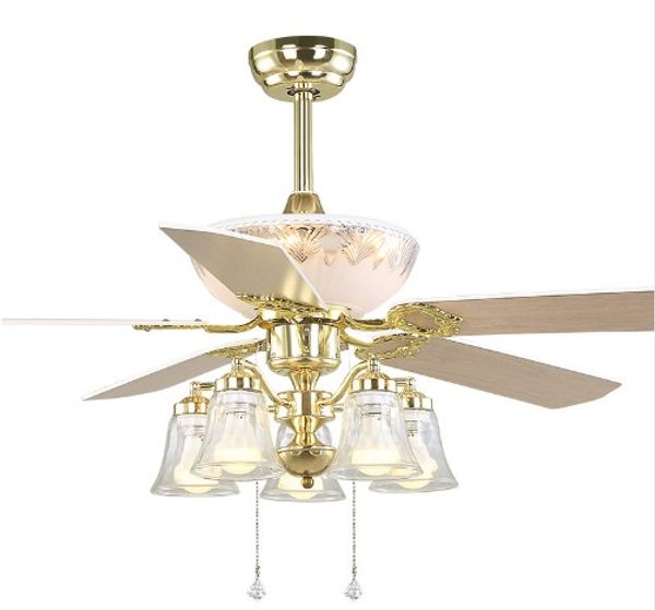 2020 52 Inch Europe Gold Modern Led Wooden Ceiling Fans With