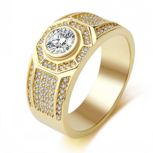 

drop shipping brand new unique luxury jewelry 925 silver&gold fill round cut white z cz diamond enternity men wedding engagement ring, Slivery;golden