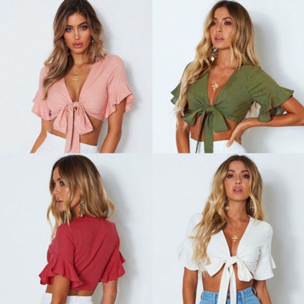 

дамы топы женская мода майка новая мода hot sexy женщины tank crop tops жилет глубокий v шеи бабочка рукавом, White