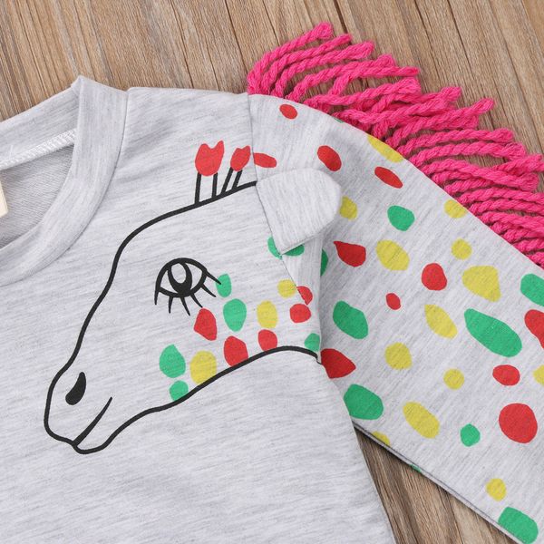 

fashion kids toddler baby boy girl autumn hoodies clothes tassels cotton 3d horse print jumper sweatshirt pullovers hoodie, Black