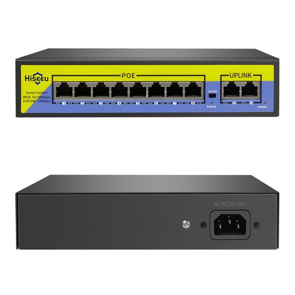 

hiseeu poe-x1010b 48v 10 ports poe switch with ethernet 10100mbps ieee 802.3 for ip cctv security camera system