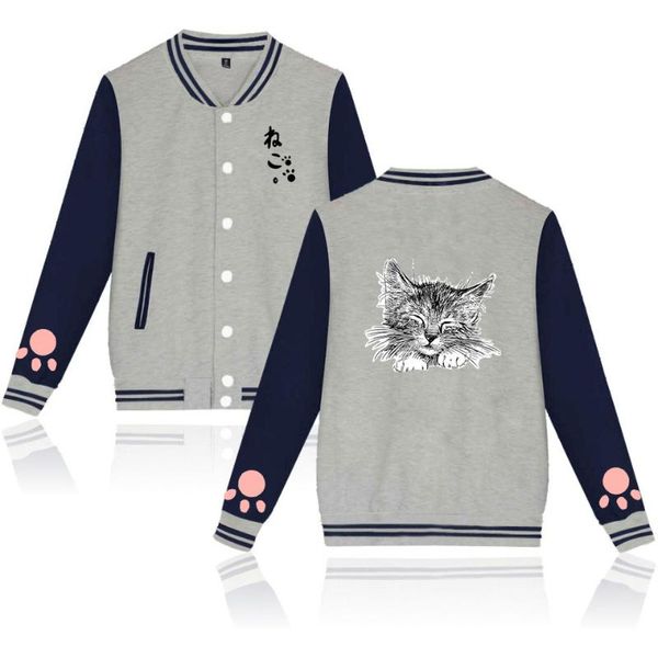 

cartoon cat fashion baseball jackets women/men hip hop long sleeve jacket 2020 casual streetwear clothes, Black;brown