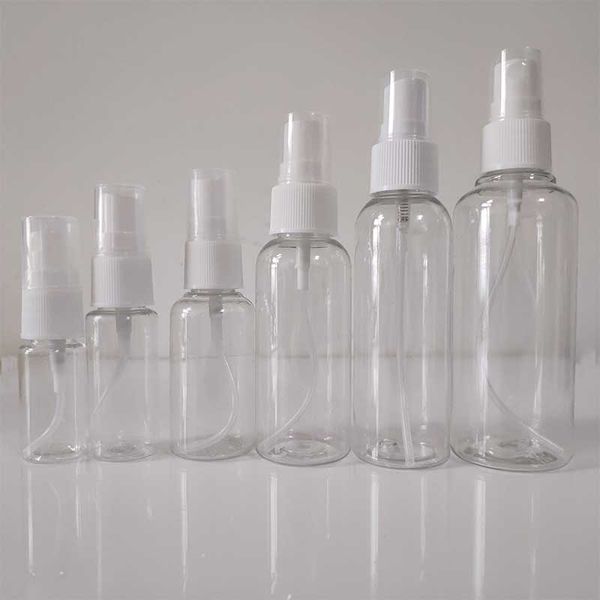 

10ml 20ml 30ml 50ml 60ml 80ml 100ml Empty PET Clear Plastic Fine Mist Disinfection Spray Bottle for Cleaning Travel Essential Oils Perfume