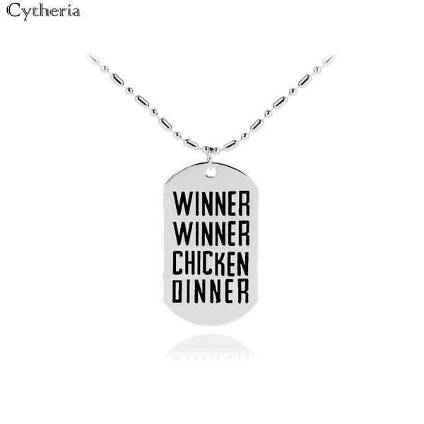 

new fashion silver color "winner winner chicken dinner" letter pendant necklace for women men necklace party gifts ueycs
