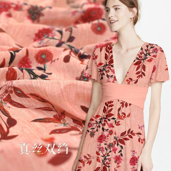 

new 16mm high-grade silk crepe de chine fabric spring and summer printed silk fabric clothing dress shirt diy fashion cloth, Black;white