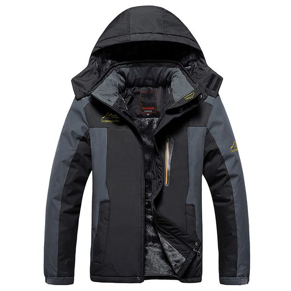 

plus size 9xl 9xl winter fleece down jacket coat men windproof waterproof outwear down parkas windbreaker army raincoat, Black